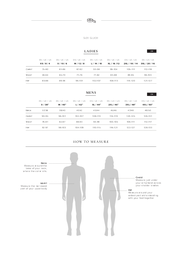 

Nimbus Størrelsesguide

