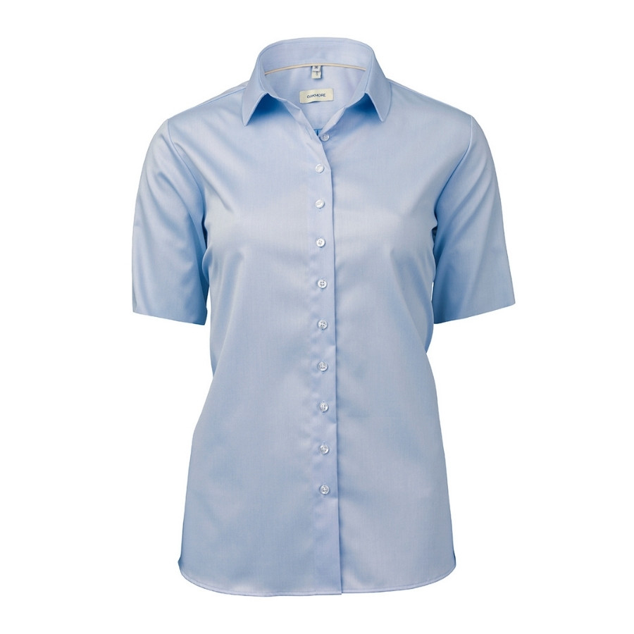 Kort ærmet. Lt. blue stretch twill comfort dameskjorte