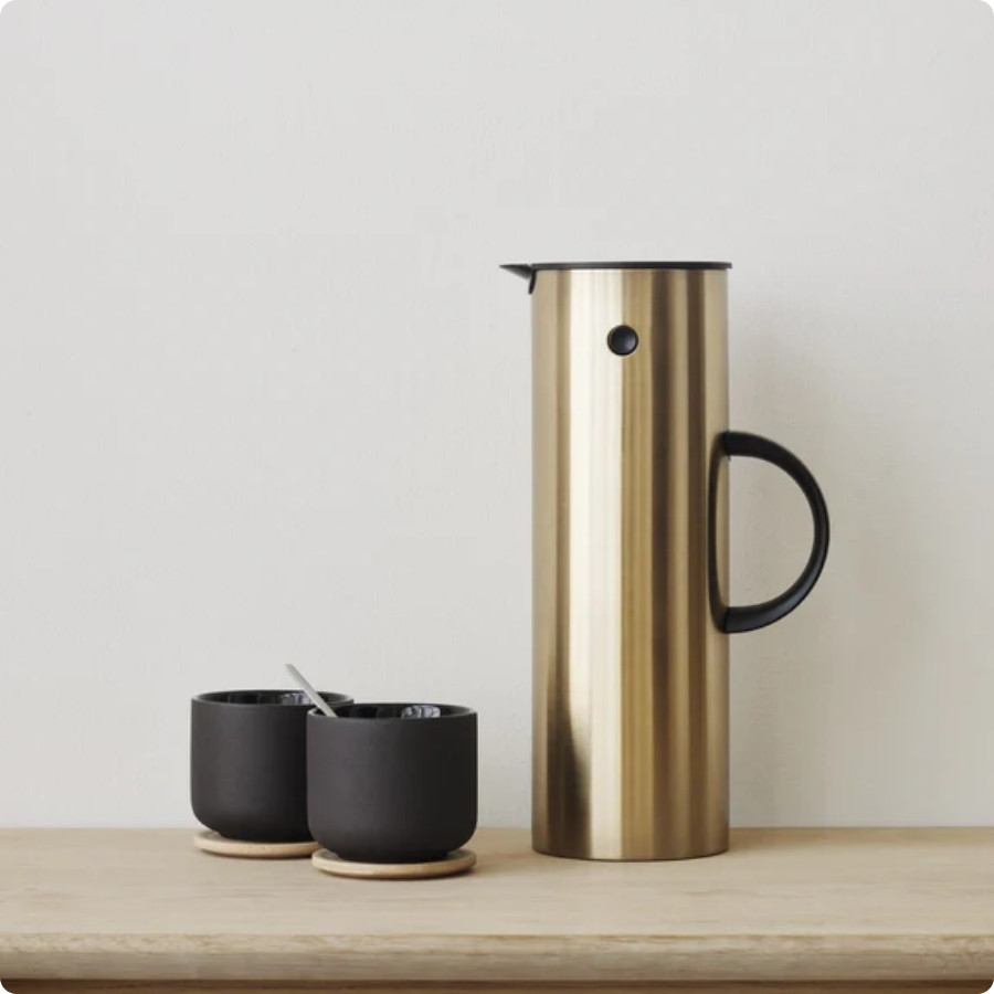 Theo Tekande 1,2 l, sort + Theo kop med coaster (4 stk) + Stelton brødpose,sort
